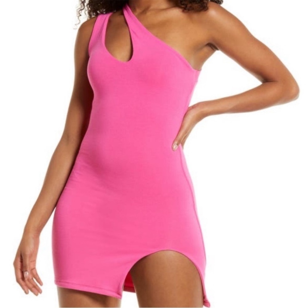 NEW [naked wardrobe] the nw cut out for you sheath mini dress in pink